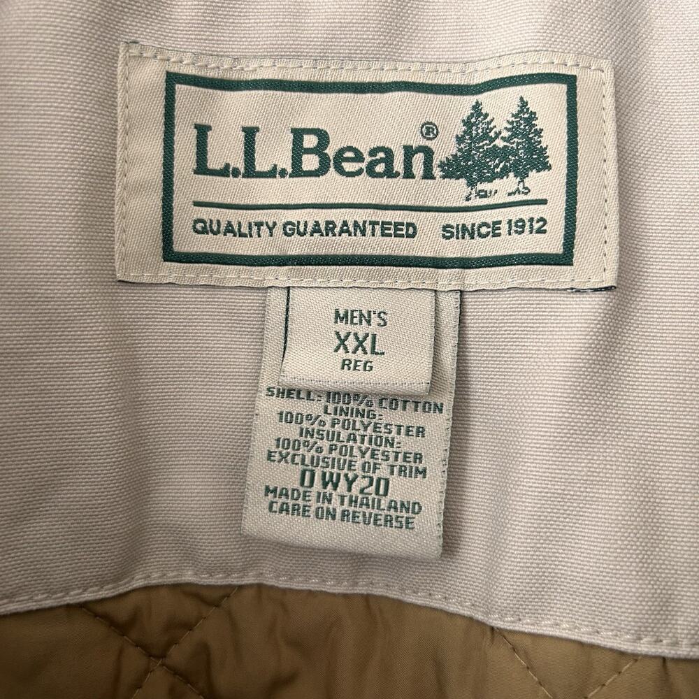 L.L. Bean Jacket Mens 2XL Beige Quilted Thinsulate Lined Chore Workwear Heritage - Picture 4 of 16